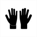 Vector silhouette of gloves for the garden on a white background.