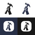 Vector Silhouette of a Hand Holding a Hammer Royalty Free Stock Photo