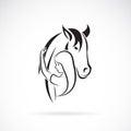 Vector silhouette of the horse and girl on white background. Expression of love and relationship., Easy editable layered vector