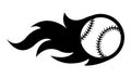 Vector silhouette illustration of baseball ball with simple flame shape. Royalty Free Stock Photo