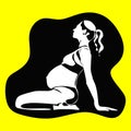 Vector silhouette illustration of yoga pose for pregnant. International yoga day