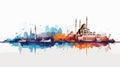 Vector Silhouette of Istanbul on the Paint Trail Royalty Free Stock Photo