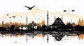 Vector Silhouette of Istanbul on the Paint Trail Royalty Free Stock Photo