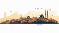 Vector Silhouette of Istanbul on the Paint Trail Royalty Free Stock Photo