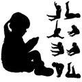 Vector silhouette of little girl. Royalty Free Stock Photo