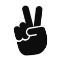 Vector silhouette logo of human hand making the V shape victory sign. Peace symbol icon isolated