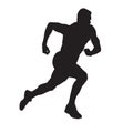 Vector silhouette of a male athlete running. Flat cutout icon of a sports person