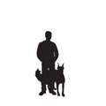 Vector silhouette man and pets