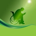 Vector silhouette of a man in a wheelchair. Royalty Free Stock Photo