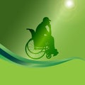Vector silhouette of a man in a wheelchair. Royalty Free Stock Photo