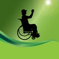 Vector silhouette of a man in a wheelchair. Royalty Free Stock Photo