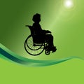Vector silhouette of a man in a wheelchair. Royalty Free Stock Photo