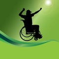 Vector silhouette of a man in a wheelchair. Royalty Free Stock Photo