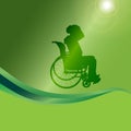 Vector silhouette of a man in a wheelchair. Royalty Free Stock Photo