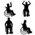 Vector silhouette of man on wheelchair. Royalty Free Stock Photo