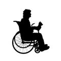 Vector silhouette of man on wheelchair. Royalty Free Stock Photo