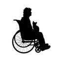 Vector silhouette of man on wheelchair. Royalty Free Stock Photo