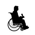 Vector silhouette of man on wheelchair. Royalty Free Stock Photo