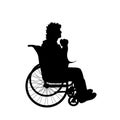 Vector silhouette of man on wheelchair. Royalty Free Stock Photo