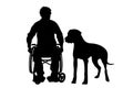 Vector silhouette of man on wheelchair. Royalty Free Stock Photo