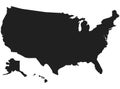 Vector silhouette map of the United States of America. Hand drawn black illustration of USA. Poster for wall, decor, decoration Royalty Free Stock Photo