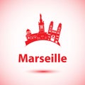 Vector silhouette of Marseille, France. Royalty Free Stock Photo