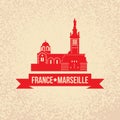 Vector silhouette of Marseille, France. Royalty Free Stock Photo