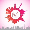 Vector silhouette of Moscow. Circular logo. Royalty Free Stock Photo