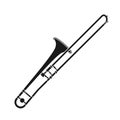 Vector silhouette of the musical instrument cornet. The silhouette of a wind instrument on a white background