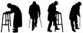 vector silhouette old people Royalty Free Stock Photo