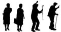 Vector silhouette of old people. Royalty Free Stock Photo