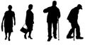 Vector silhouette of old people. Royalty Free Stock Photo