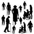 Vector silhouette of old people. Royalty Free Stock Photo