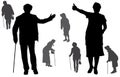 Vector silhouette of old people. Royalty Free Stock Photo