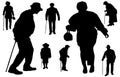 Vector silhouette of old people. Royalty Free Stock Photo