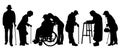 Vector silhouette of old people. Royalty Free Stock Photo