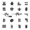 Vector silhouette paintball or airsoft icon set Royalty Free Stock Photo