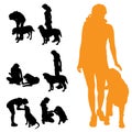 Vector silhouette of people with dog. Royalty Free Stock Photo