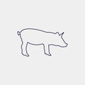 Vector silhouette of a pig on a white background Royalty Free Stock Photo