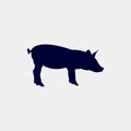 Vector silhouette of a pig on a white background Royalty Free Stock Photo