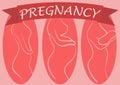 Vector silhouette of pregnant girl.Pregnancy stage