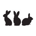 Vector silhouette of rabbits, bunnies. Happy easter