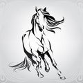 Vector silhouette of a running horse. vector illustration