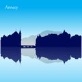 Vector silhouette skyline of Annecy - France Royalty Free Stock Photo