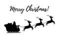 Vector silhouette of sleigh with Santa Claus and reindeers Royalty Free Stock Photo