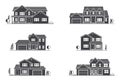 Vector silhouette suburban american house. Royalty Free Stock Photo