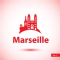 Vector silhouette of the symbol of Marseille, France. Royalty Free Stock Photo