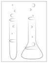 Vector Silhouette test tubes Icon. Outline vector illustration of laboratory apparatus with Liquid for logo, app, UI