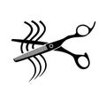 Thinning shears silhouette.Hair cutting vector. Royalty Free Stock Photo