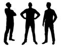 Vector silhouette of three strong, confident business men